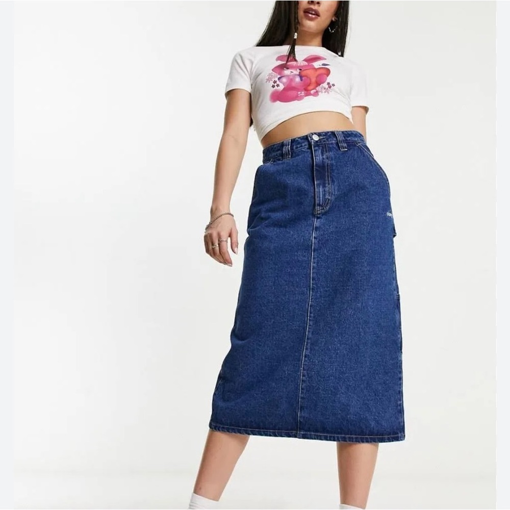 NEW Obey Juniper Denim Midi Skirt